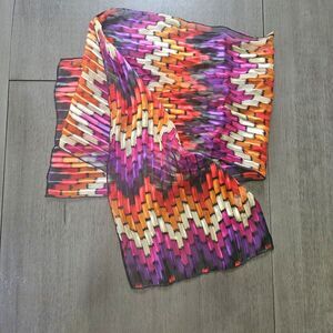 Vintage Baar & Beard Striped Purple Orange Long Silk Scarf Italian 47x10"